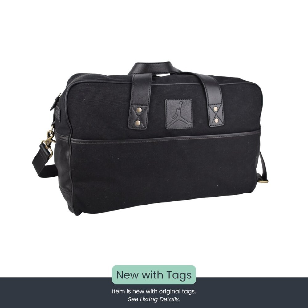 Jordan Brand x Cole Haan Black Canvas & Leather Weekender Duffel Bag